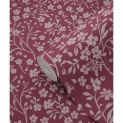 ESTAhome behang bloemetjes aubergine paars - 50 x 900 cm