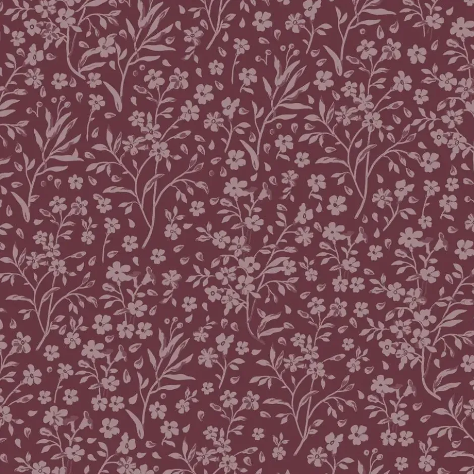 ESTAhome behang bloemetjes aubergine paars - 50 x 900 cm