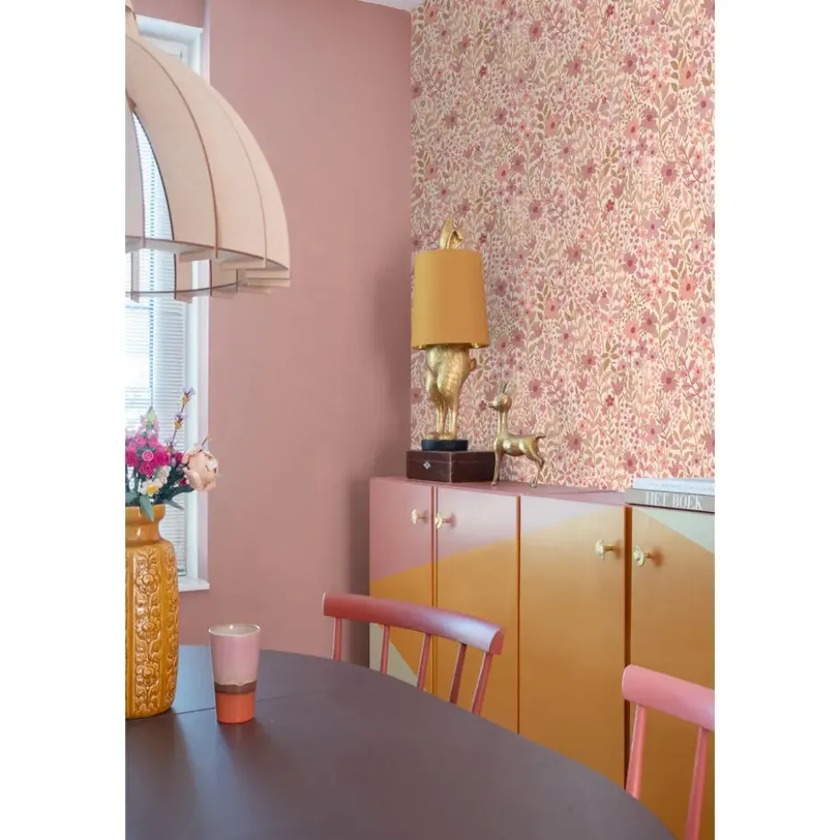 ESTAhome behang bloemetjes roze en paars - 50 x 900 cm
