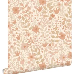 ESTAhome behang bloemetjes terracotta en roze - 50 x 900 cm