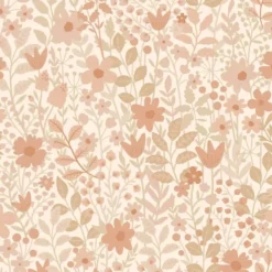 ESTAhome behang bloemetjes terracotta en roze - 50 x 900 cm