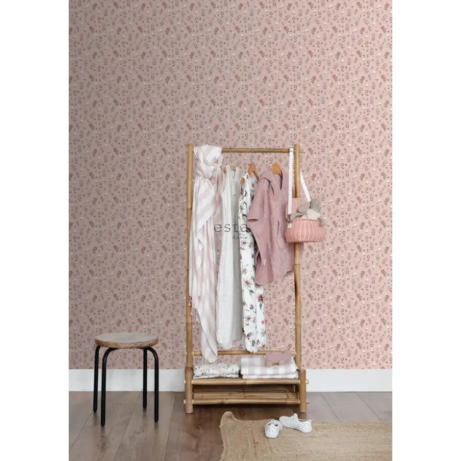 ESTAhome behang bloemetjes zacht roze - 53 x 1005 cm
