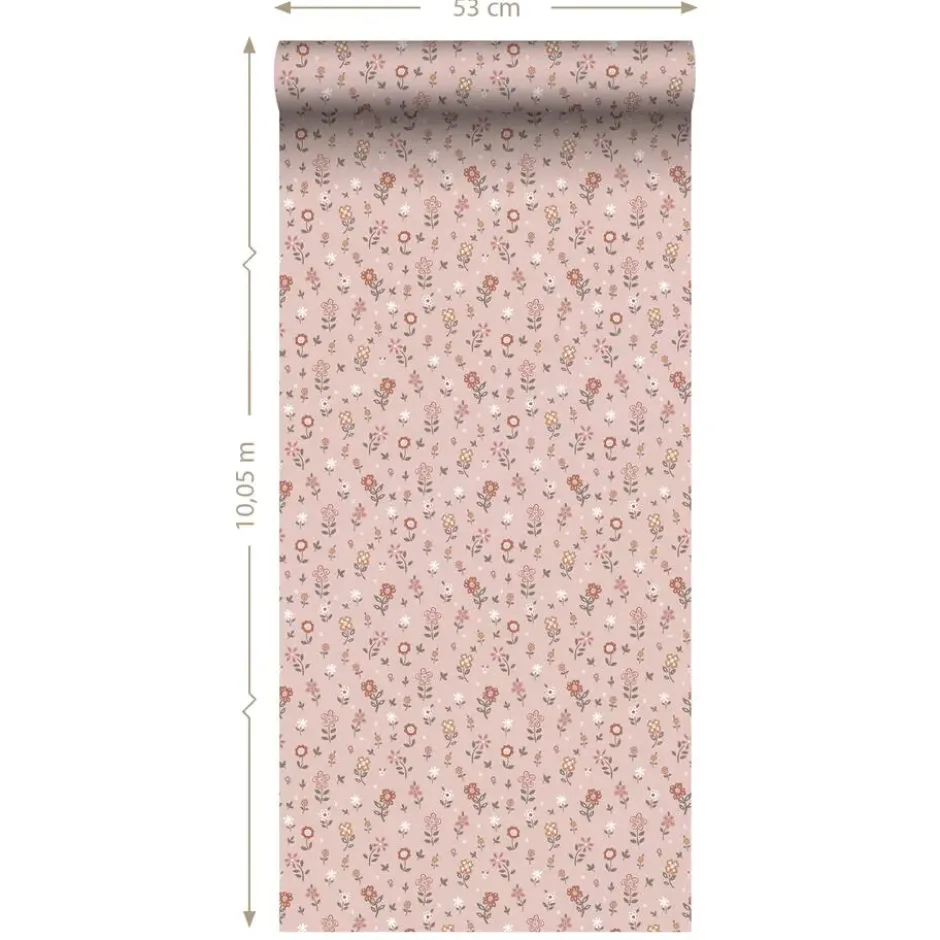 ESTAhome behang bloemetjes zacht roze - 53 x 1005 cm