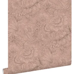 ESTAhome behang bloemmotief terracotta roze - 53 x 1005 cm
