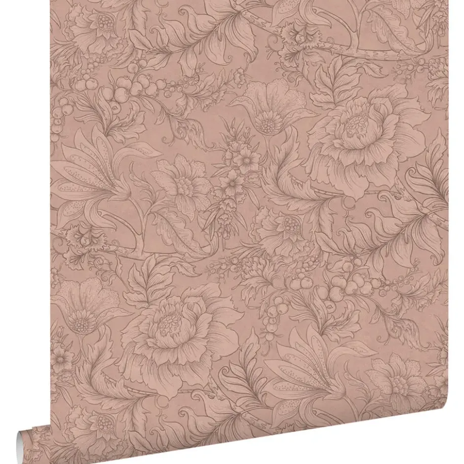 ESTAhome behang bloemmotief terracotta roze - 53 x 1005 cm