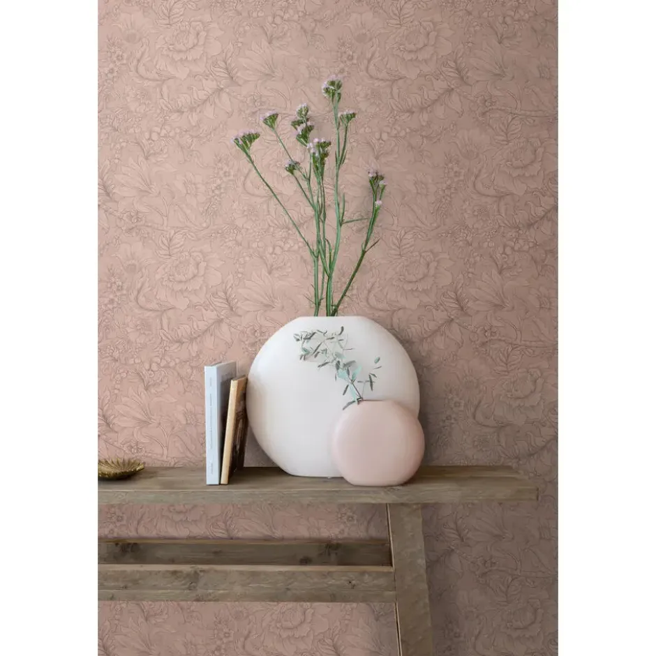 ESTAhome behang bloemmotief terracotta roze - 53 x 1005 cm