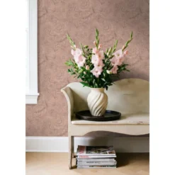 ESTAhome behang bloemmotief terracotta roze - 53 x 1005 cm