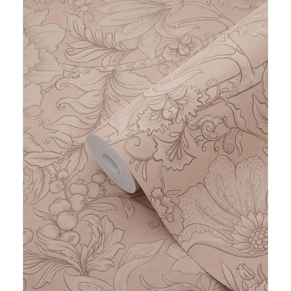 ESTAhome behang bloemmotief terracotta roze - 53 x 1005 cm
