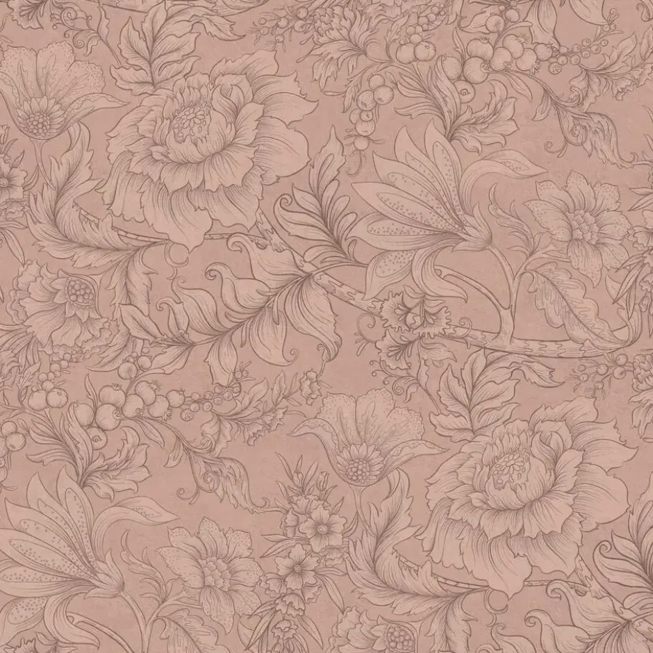 ESTAhome behang bloemmotief terracotta roze - 53 x 1005 cm