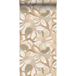 ESTAhome behang bloemmotief beige - 50 x 900 cm