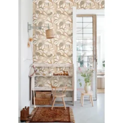 ESTAhome behang bloemmotief beige - 50 x 900 cm