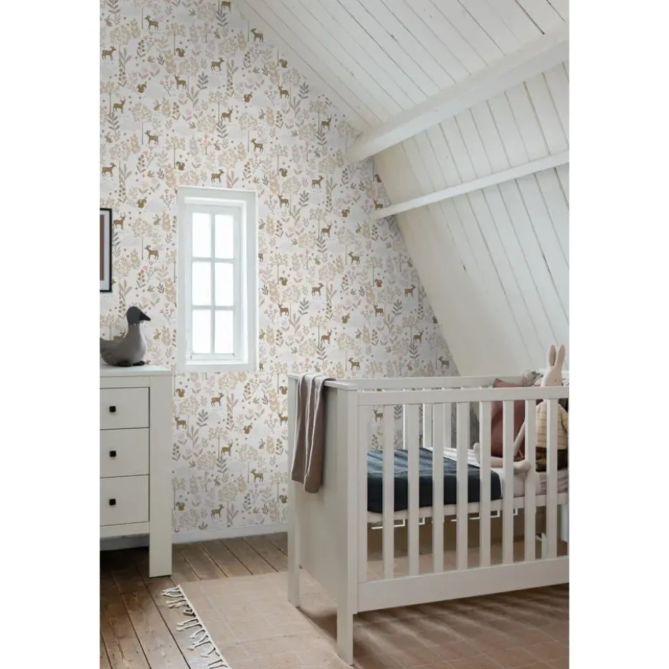 ESTAhome behang bos met bosdieren terracotta roze en beige - 53 x 1005 cm