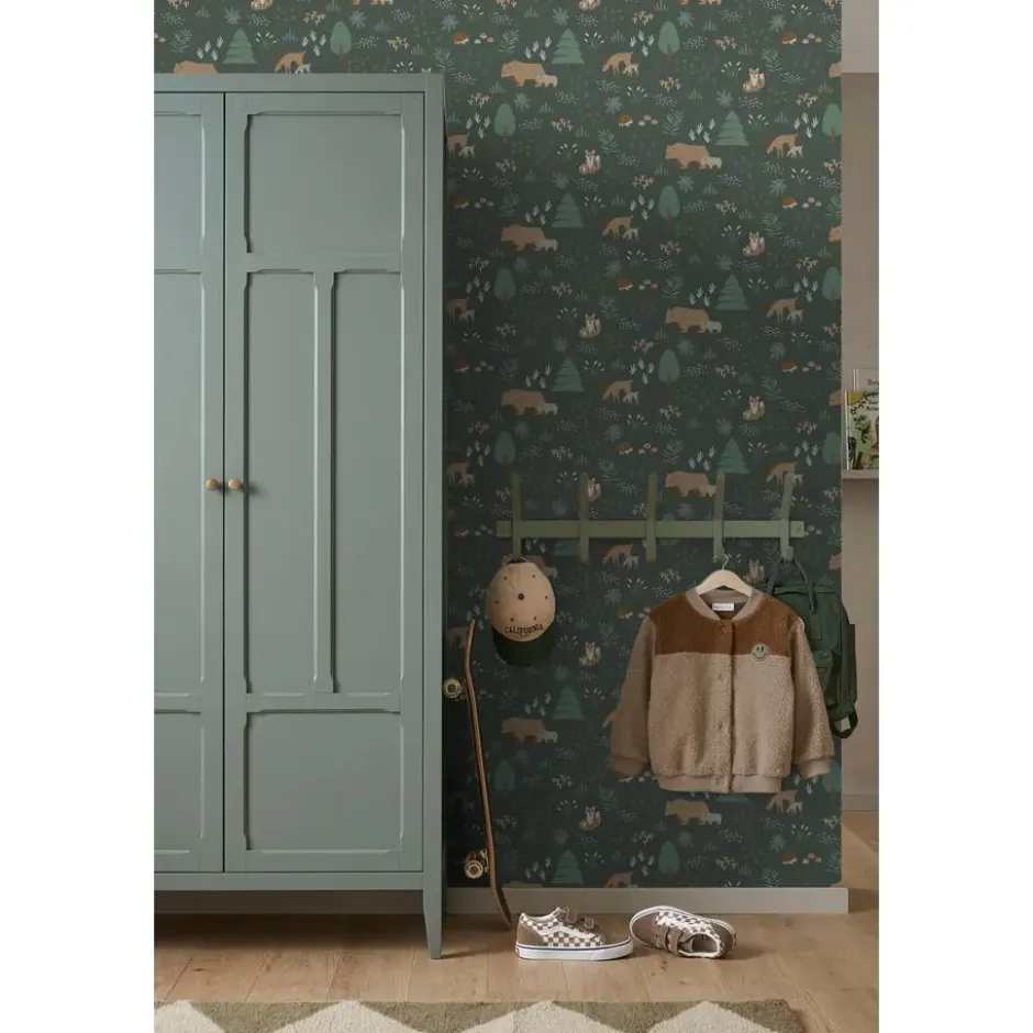 ESTAhome behang bos met bosdieren donkergroen - 53 x 1005 cm
