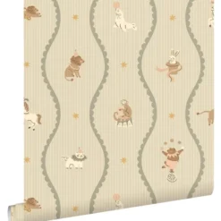 ESTAhome behang circus figuren groen - 50 x 900 cm