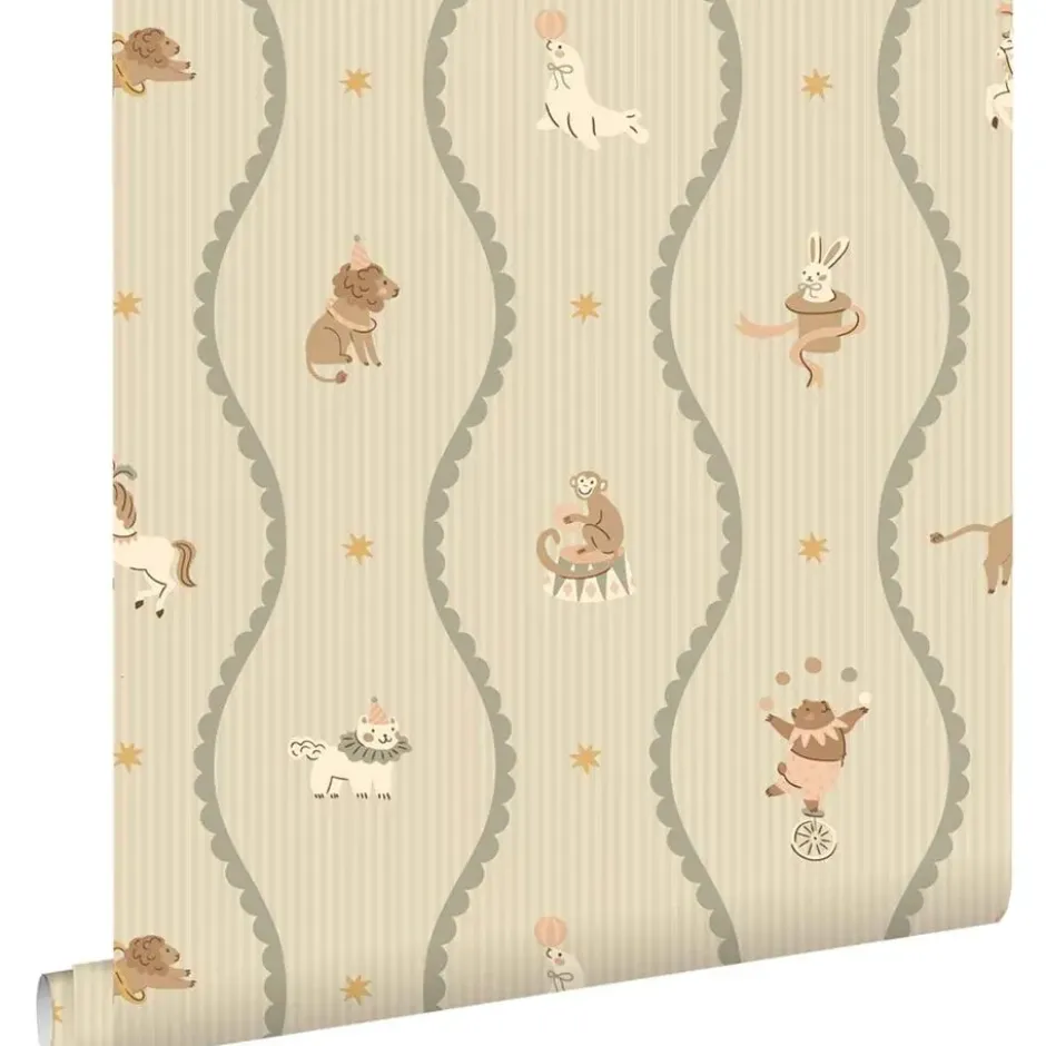 ESTAhome behang circus figuren groen - 50 x 900 cm