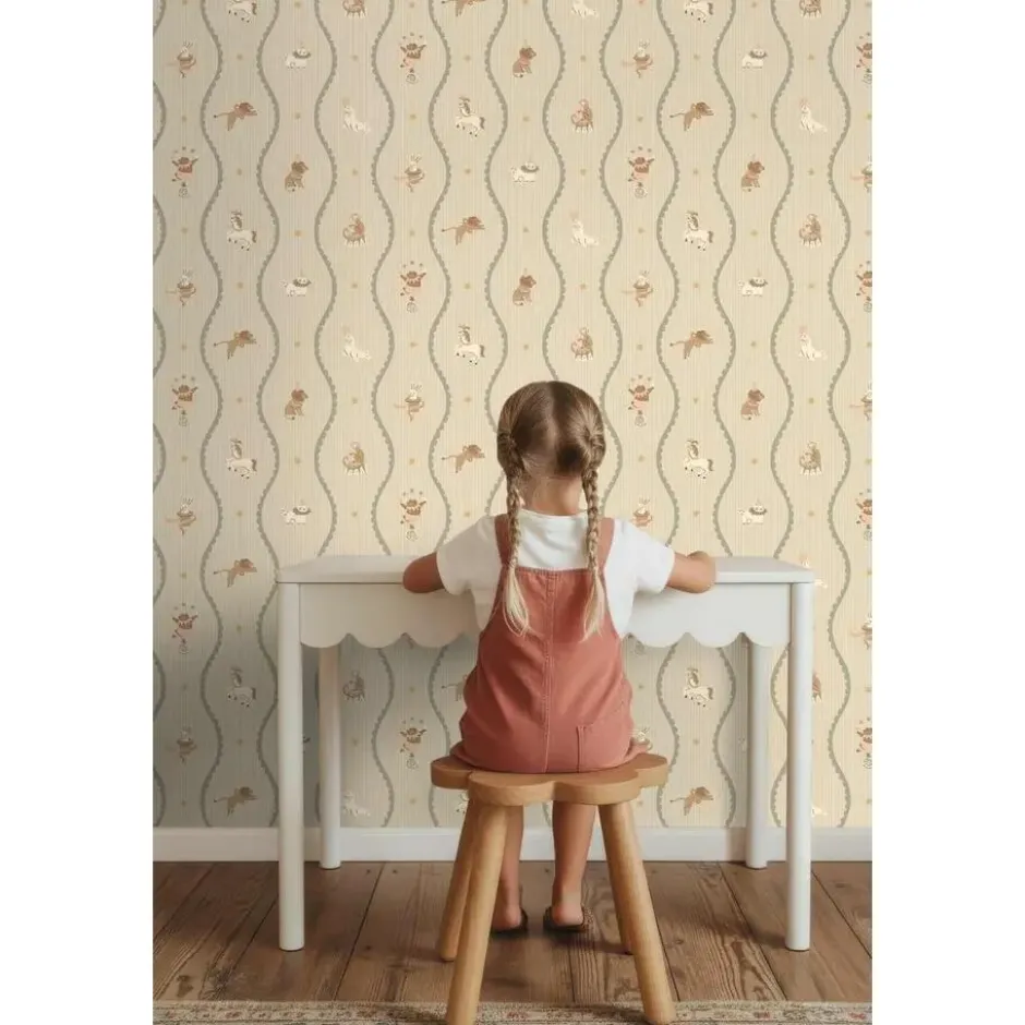 ESTAhome behang circus figuren groen - 50 x 900 cm