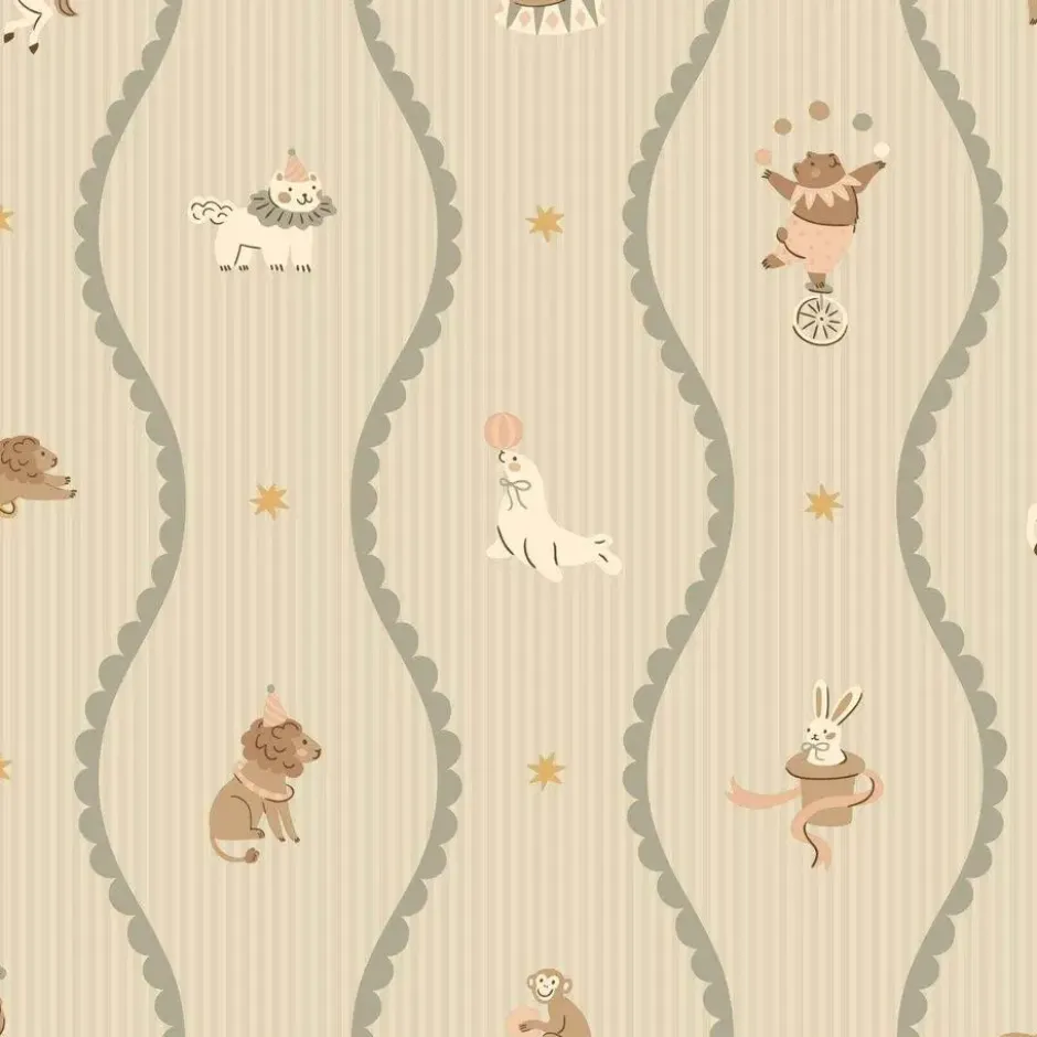 ESTAhome behang circus figuren groen - 50 x 900 cm
