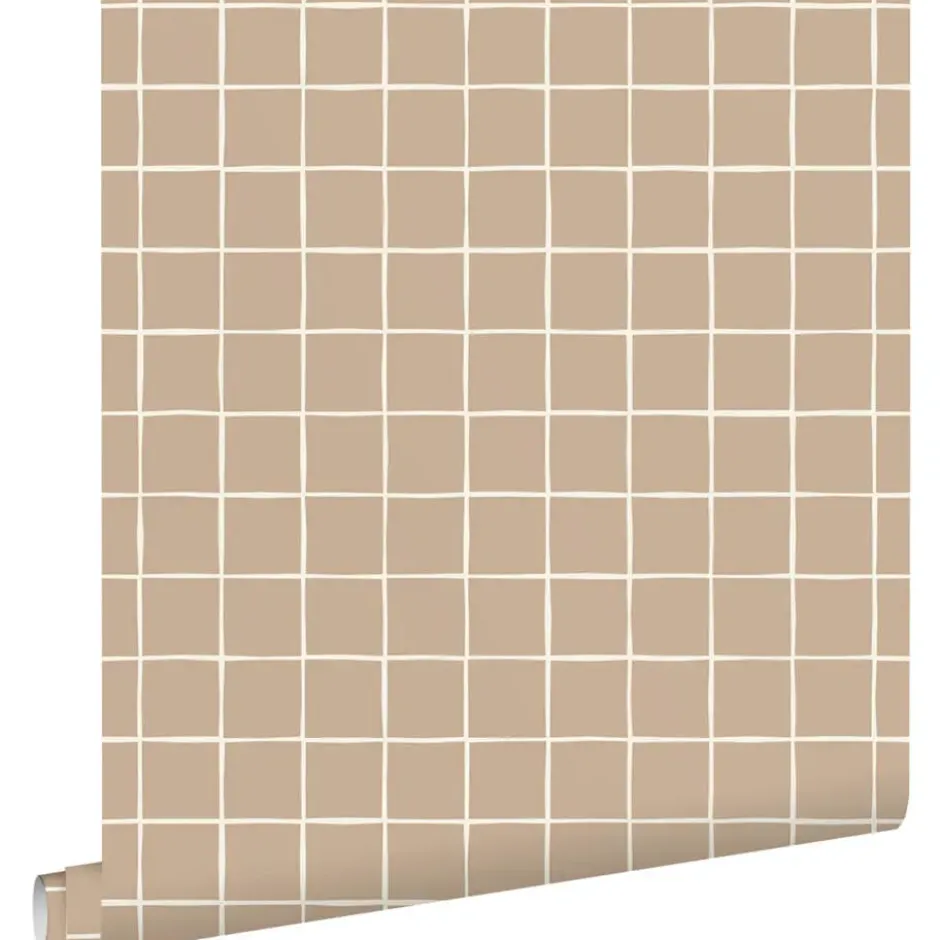 ESTAhome behang geblokt motief bruin - 50 x 900 cm