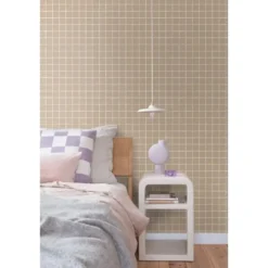 ESTAhome behang geblokt motief bruin - 50 x 900 cm