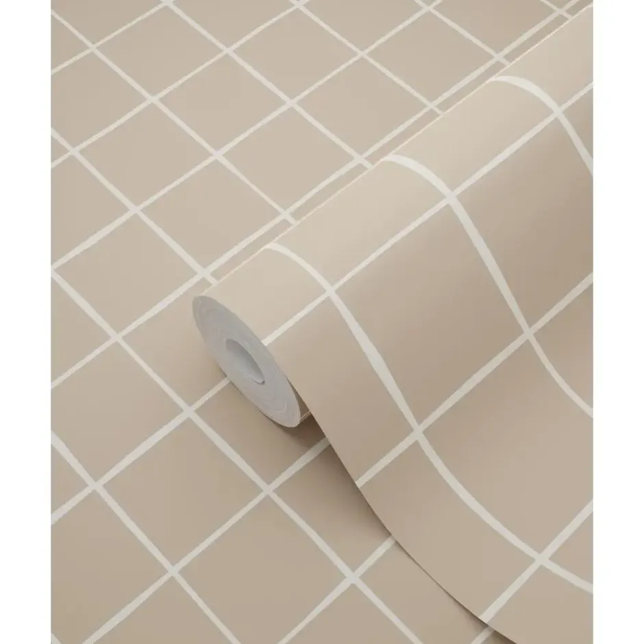 ESTAhome behang geblokt motief bruin - 50 x 900 cm