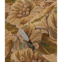 ESTAhome behang geborduurd bloemmotief beige bruin - 50 x 900 cm