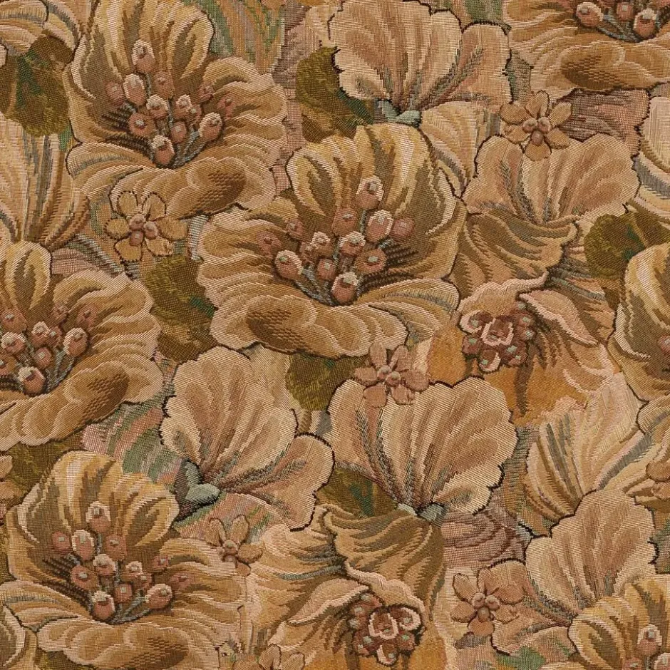 ESTAhome behang geborduurd bloemmotief beige bruin - 50 x 900 cm