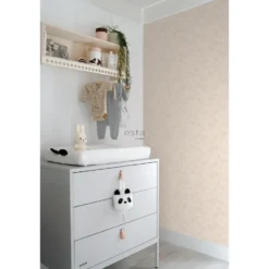 ESTAhome behang getekende bladeren zand beige en licht terracotta