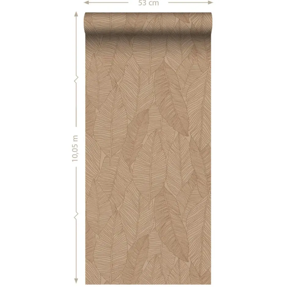 ESTAhome behang getekende bladeren terracotta roze - 53 x 1005 cm