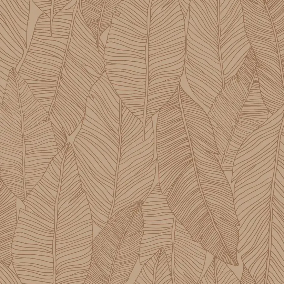 ESTAhome behang getekende bladeren terracotta roze - 53 x 1005 cm