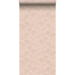 ESTAhome behang getekende bladeren terracotta roze - 53 x 1005 cm