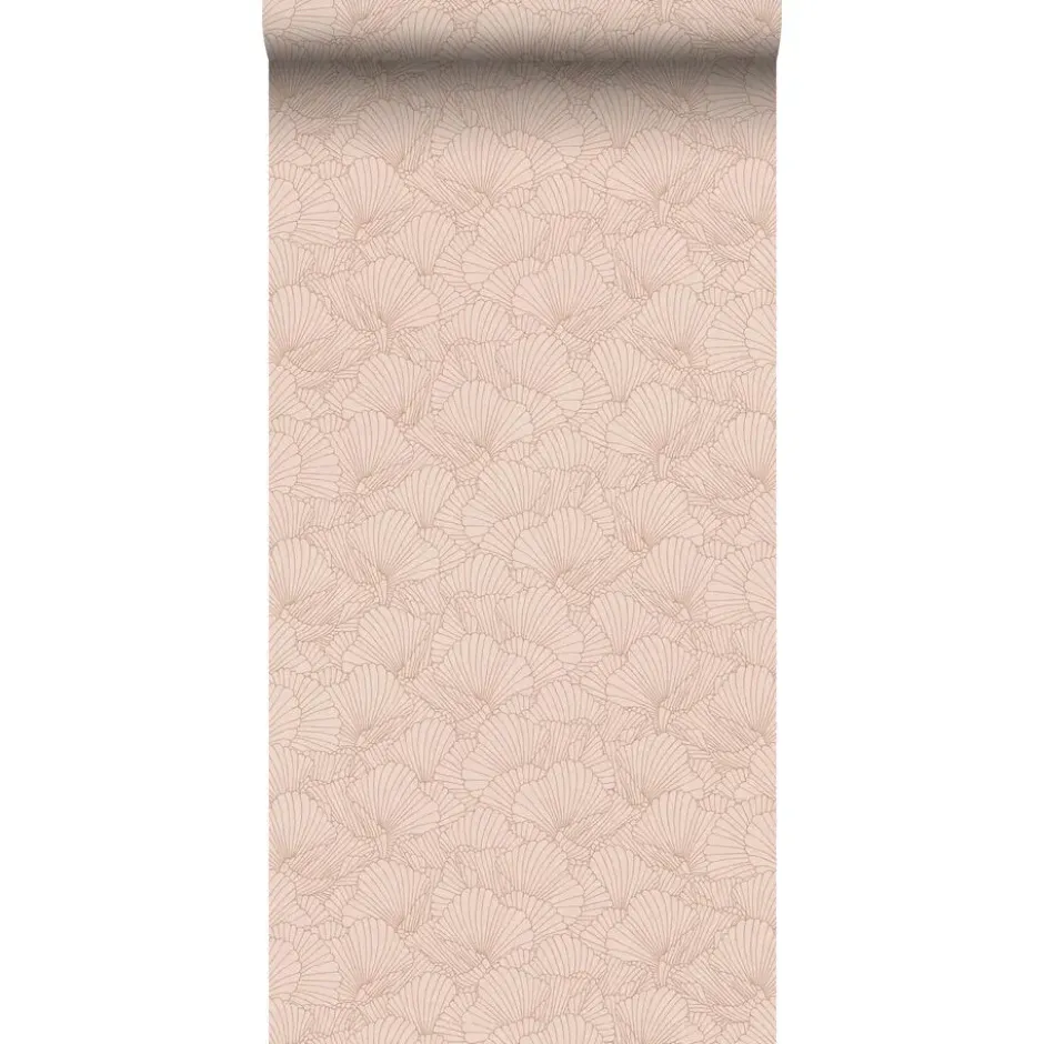 ESTAhome behang getekende bladeren terracotta roze - 53 x 1005 cm