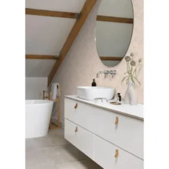 ESTAhome behang getekende bladeren terracotta roze - 53 x 1005 cm