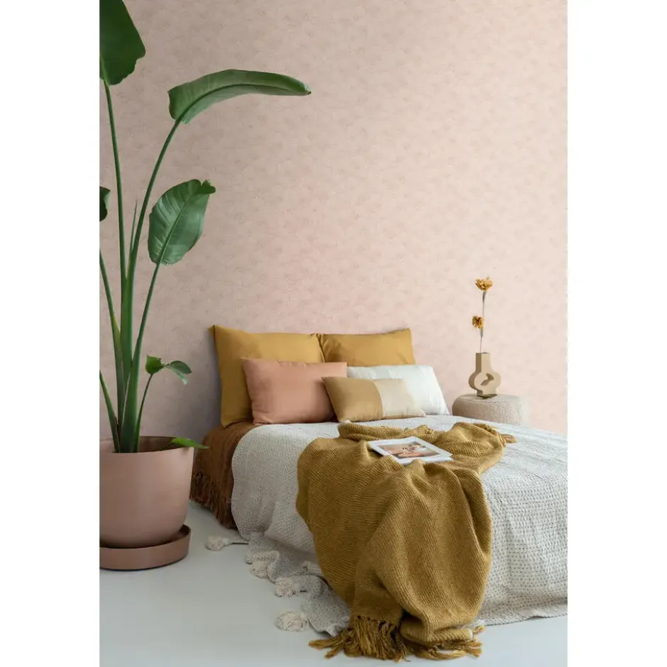 ESTAhome behang getekende bladeren terracotta roze - 53 x 1005 cm