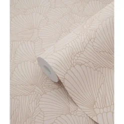 ESTAhome behang getekende bladeren terracotta roze - 53 x 1005 cm