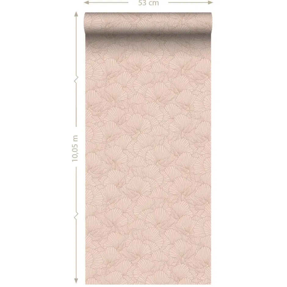 ESTAhome behang getekende bladeren terracotta roze - 53 x 1005 cm