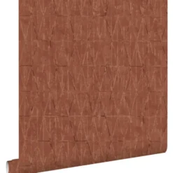 ESTAhome behang grafische lijnen terracotta bruin - 50 x 900 cm