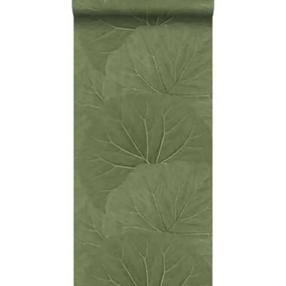 ESTAhome behang - grote bladeren - vergrijsd groen - 53 cm x 10.05 m
