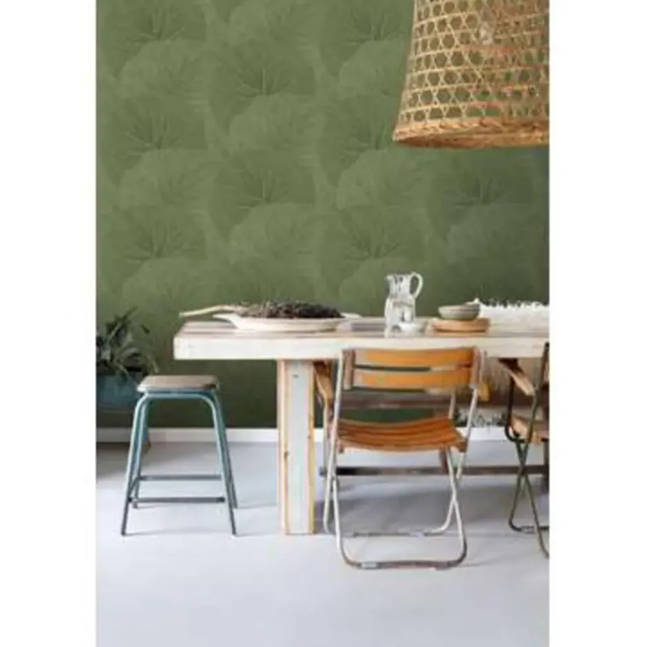 ESTAhome behang - grote bladeren - vergrijsd groen - 53 cm x 10.05 m