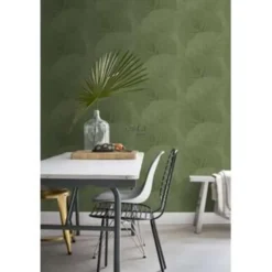 ESTAhome behang - grote bladeren - vergrijsd groen - 53 cm x 10.05 m