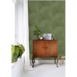 ESTAhome behang - grote bladeren - vergrijsd groen - 53 cm x 10.05 m
