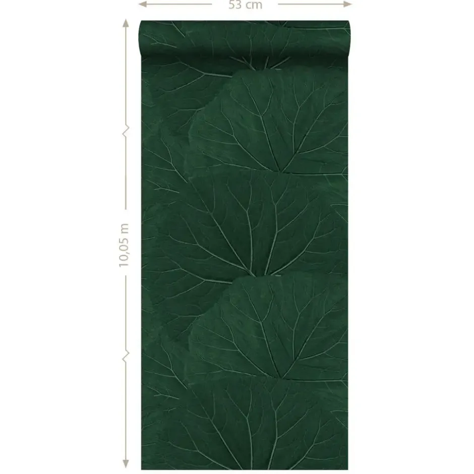 ESTAhome behang - grote bladeren - emerald groen - 0.53 x 10.05 m