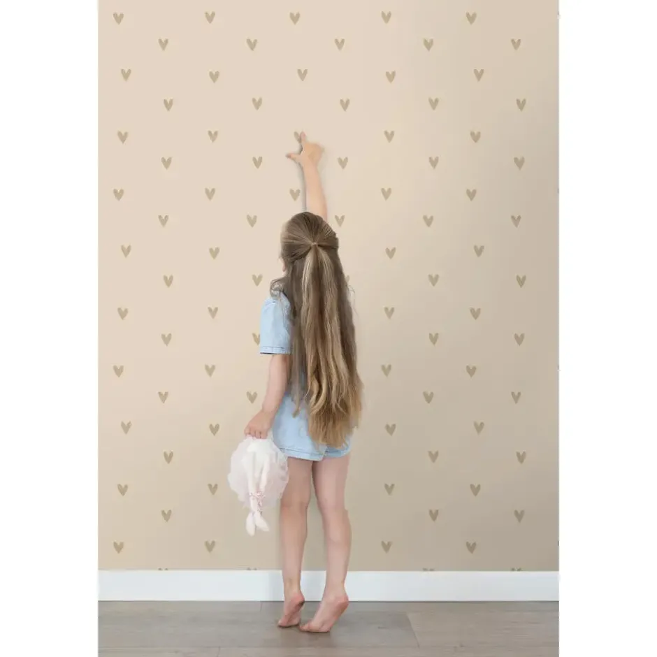 ESTAhome behang hartjes beige - 53 x 1005 cm