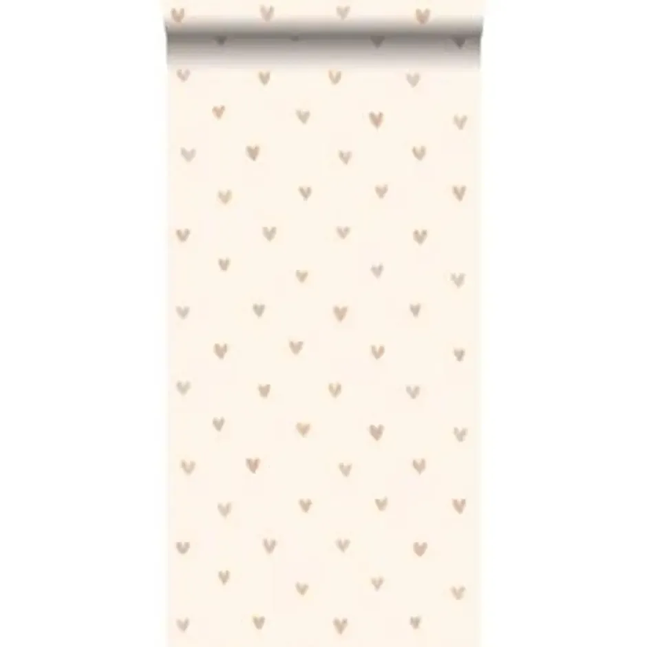 ESTAhome behang - hartjes - glanzend goud en beige - 0.53 x 10.05 m
