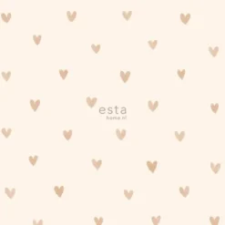 ESTAhome behang - hartjes - glanzend goud en beige - 0.53 x 10.05 m