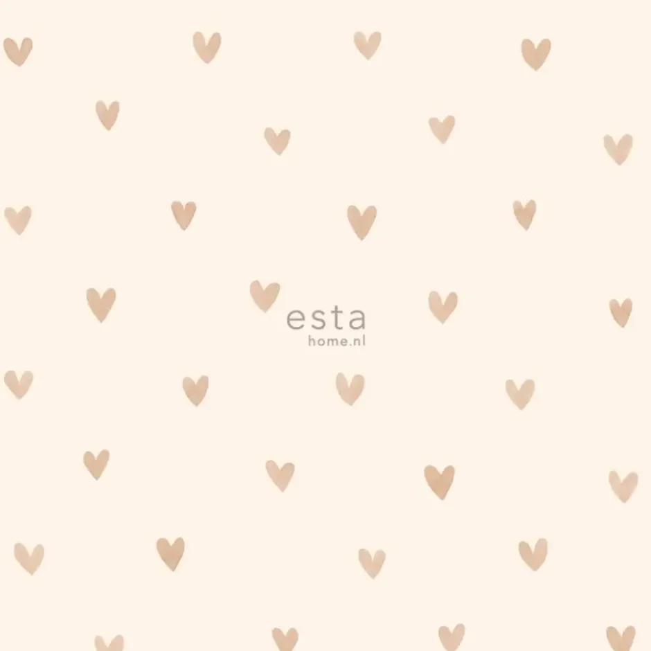 ESTAhome behang - hartjes - glanzend goud en beige - 0.53 x 10.05 m