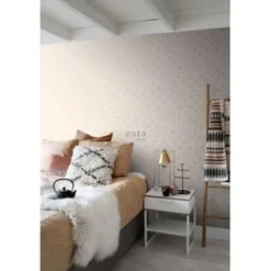 ESTAhome behang - hartjes - glanzend goud en beige - 0.53 x 10.05 m