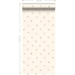 ESTAhome behang - hartjes - glanzend goud en beige - 0.53 x 10.05 m