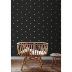 ESTAhome behang hartjes goud en zwart - 53 x 1005 cm