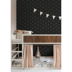 ESTAhome behang hartjes goud en zwart - 53 x 1005 cm