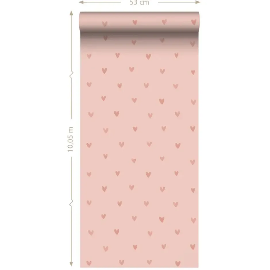 ESTAhome behang hartjes roze - 53 x 1005 cm